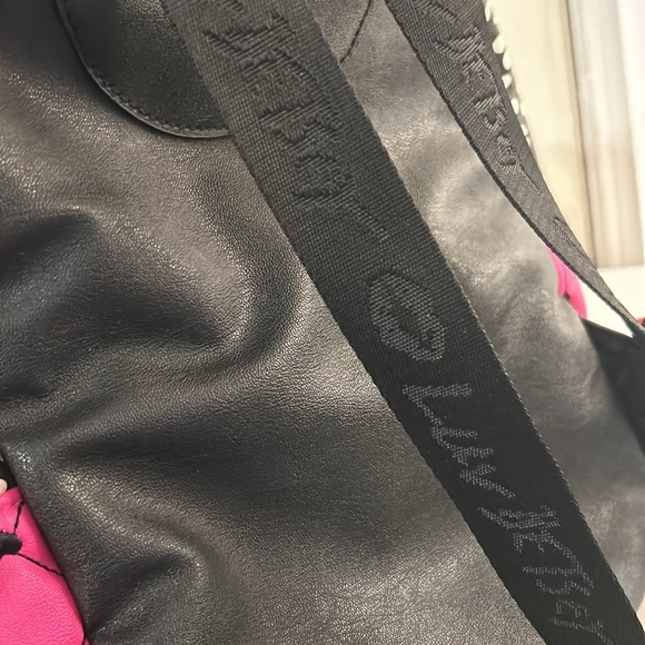 Betsey Johnson Pink Fuchsia Quilted Faux Leather Backpack Purse W/Panda Plush - Picture 6 of 8